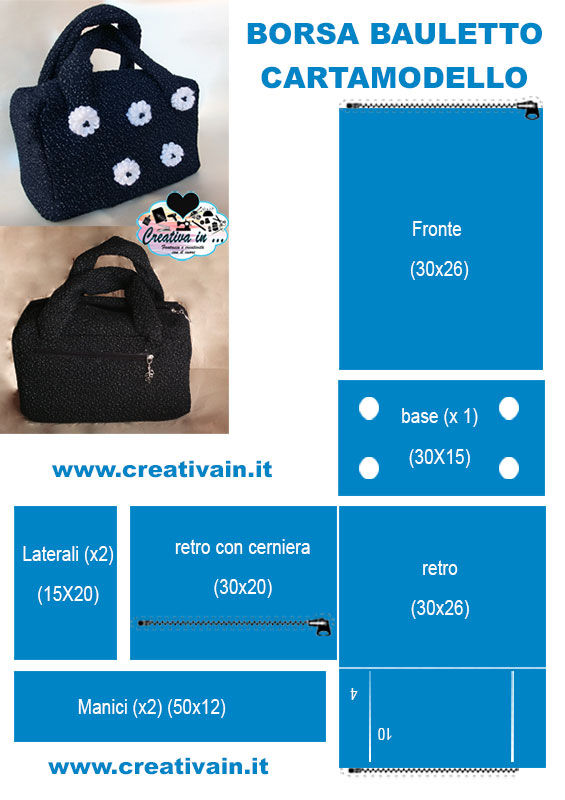 Borsa bauletto. Cartamodello e tutorial - Creativa In